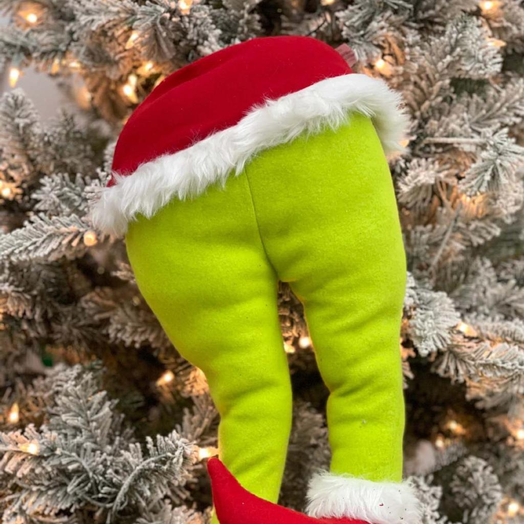 Grinch Green Fake Leg Christmas Tree Decoration - Elf and Santa Claus Legs