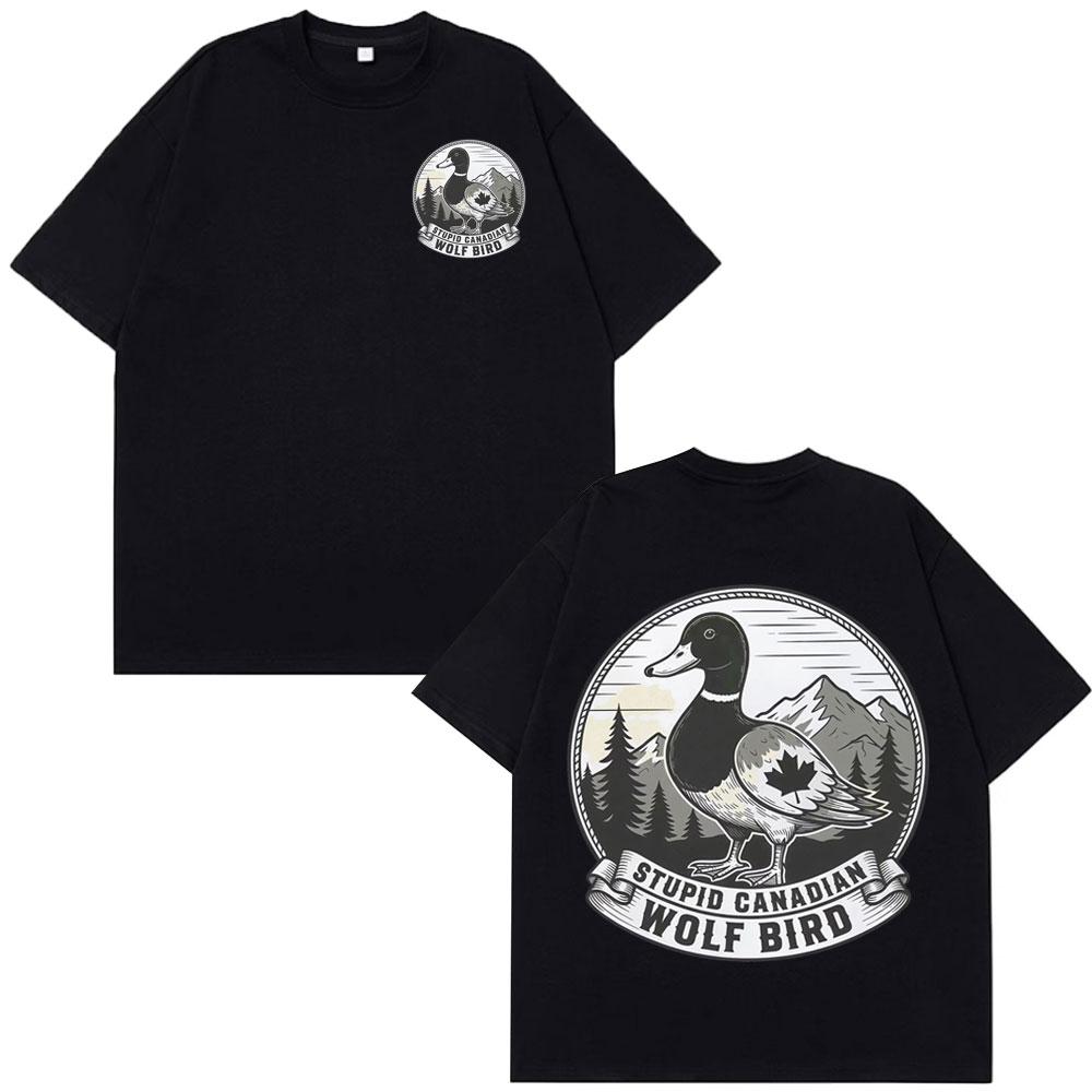 Stupido Lupo Uccello Canadese Divertente Meme Maglietta Uomo Donna Casual Cotone Oversize T-shirt Estiva Larga Vintage T-shirt Streetwear