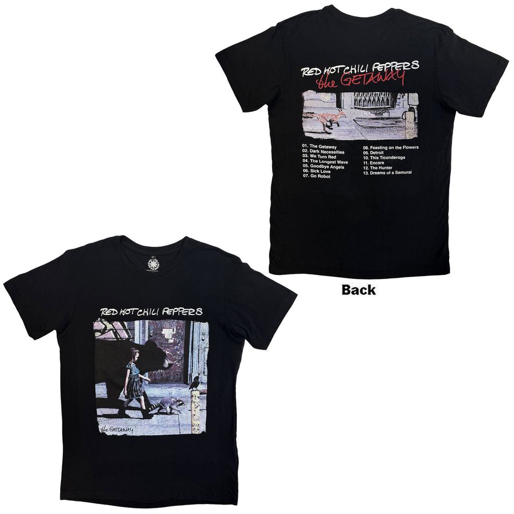 Red Hot Chili Peppers Carbon TShirt The Getaway Tracklist Black Back Print