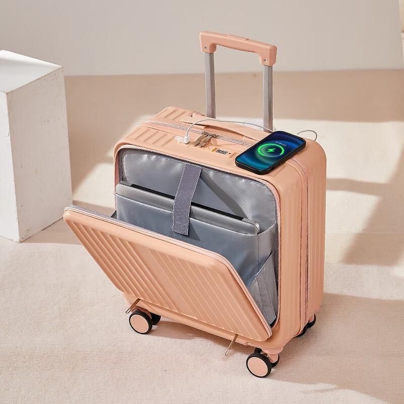 Multifunction Front Opening 18" Small Trolley Case Password Suitcase Cabin Travel Bag Usb Charging Luggage Suitcases On Wheels