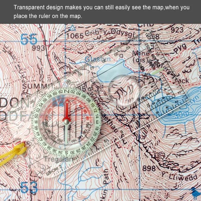 Bussola Mappa di Navigazione Righello Lettura Scout Scala Attrezzatura per Orientamento Outdoor per Caccia Sopravvivenza Viaggio Zaino