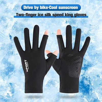 Eisseide Halbfinger Radhandschuhe für Herren und Damen Outdoor-Sport Fitness Fahren Angeln Hochelastische Bequeme Handschuhe