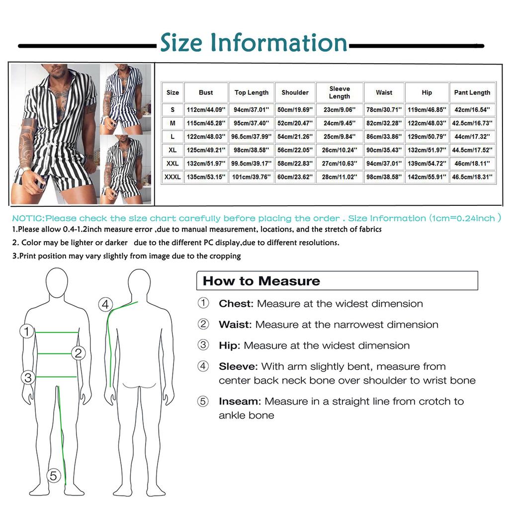 Herren Kurzarm Gestreift Bedruckt Rollkragen Draußen Sexy Haus Jumpsuit