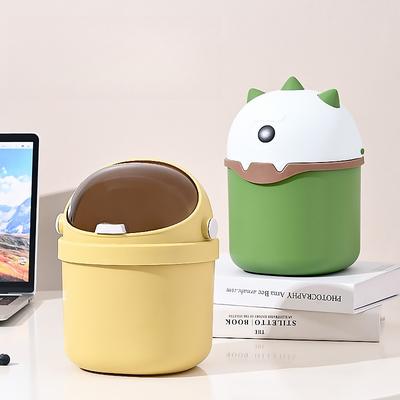 Desktop Trash Bin Mini Cute Miscellaneous Bin Student Dormitory Office Desk with Cover Garbage Bin Living Room Waste Paperbasket