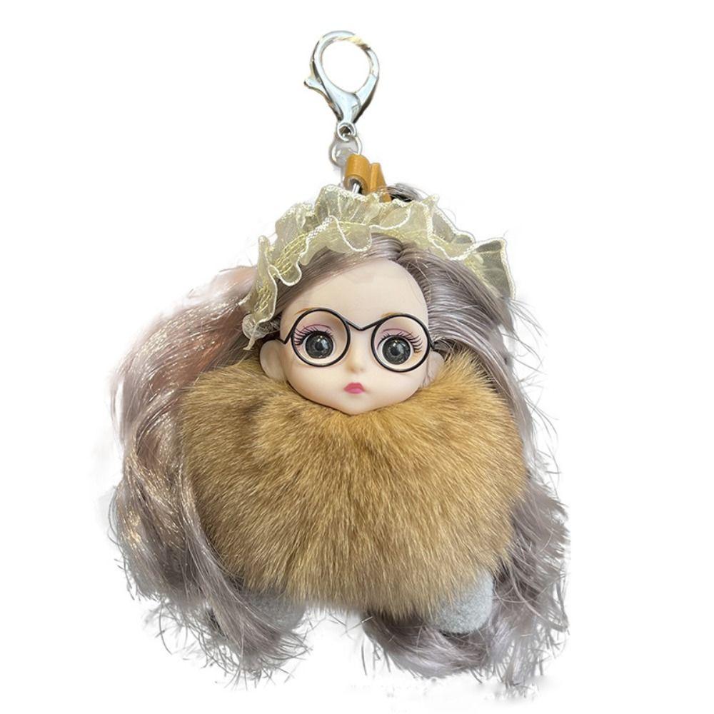 Hairball Pompom Sleeping Baby Keychain Kawaii Fluffy Toys INS Plush Dolls Pendant Children