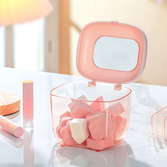 Cosmetics Storage with Lid Practical Built-in Makeup Mirror Lipstick Holder Makeup Organizer Case Lipstick Box