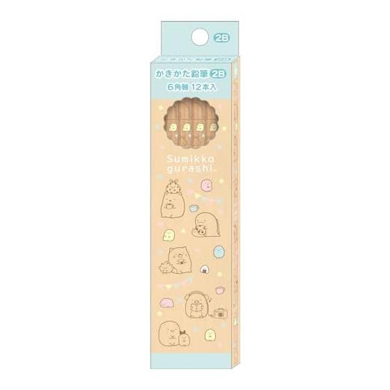 San-X Sumikko Gurashi Writing Pencils, Wooden Barrel, 2B, 1 Dozen, PH18702, Hexagonal Barrel, 12 Pieces, Japan