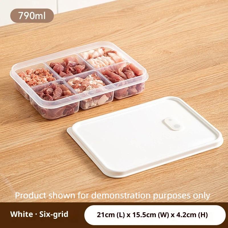 Refrigerator Storage Box Packed Meal Crisper Food Grade Sealed Food Frozen Meat 2/4/6 Compartment Refrigerated Storage Box