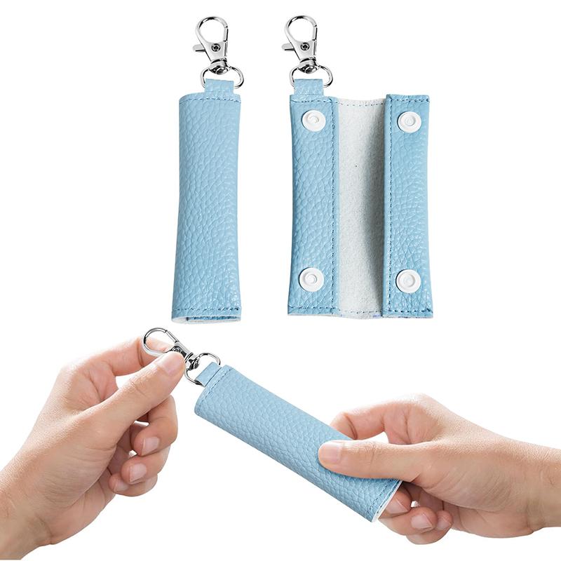 

Сумки-держатели для ключей из искусственной кожи, портмоне, брелок для ключей, органайзер, аксессуары, мини-рулон, портативный простой чехол для наушников и ключей синий
