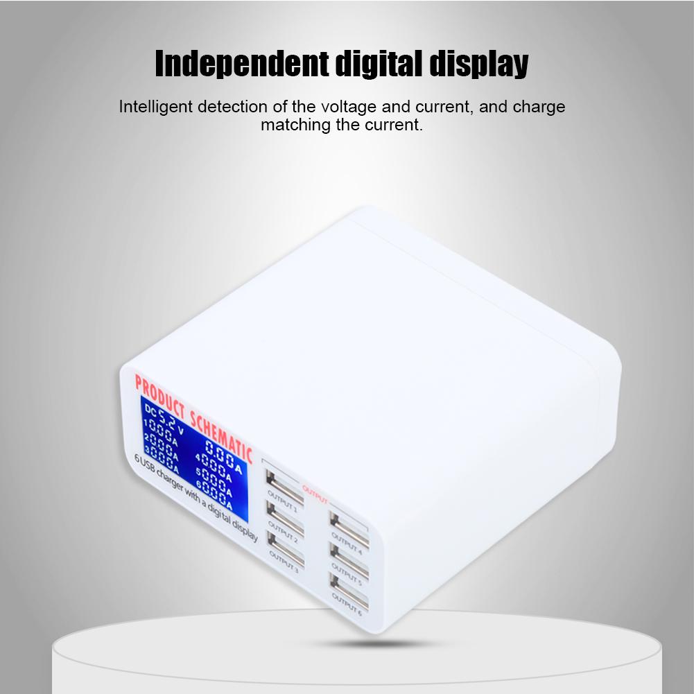 Multi Functional Smart 6 Port USB Charger Power Adapter for Mobile Phone Tablets (100-240V EU)