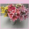 Artificial Flowers 9 Stems Pu Material 3d Simulation Lilies Wedding Home Decor