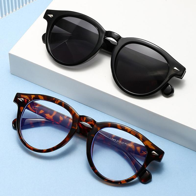 2pcs Vintage Punk Candy Color Oval Rivets Women Sunglasses Fashion High Quality Decorative Eyeglasses