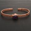 Natürliches Amethyst Edelstein Armband in gehämmertem Kupfer - Handgefertigter offener Armreif - Einzigartiger Statement Schmuck