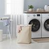 Faltbarer Wäschekorb aus Baumwolle und Leinen mit Holzgriffen, wasserdichter Aufbewahrungskorb für Zuhause, Schlafzimmer, Badezimmer