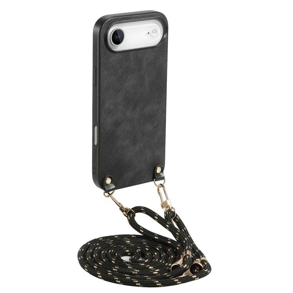 For iPhone Air Retro Leather Phone Back Cover with Adjustable Strap