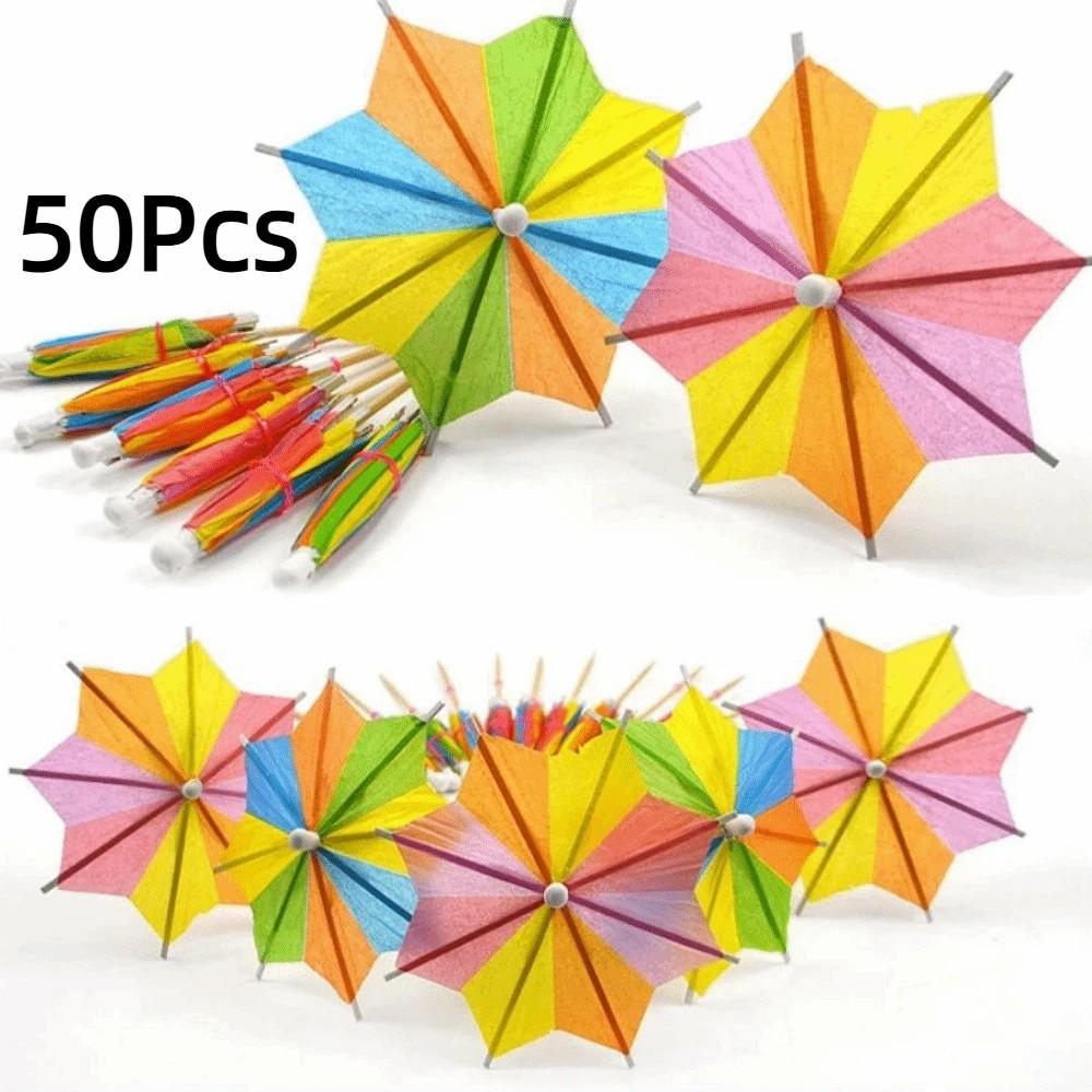 50Pcs Multicolored Cocktail Picks Mini Cocktail Drink Umbrellas Party Decorations