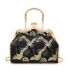 Borsa a Mano Ricamata di Lusso da Donna Borsa a Spalla con Bordi Metallici Vintage con Tracolla Regolabile Pochette da Sera Borsa Regalo