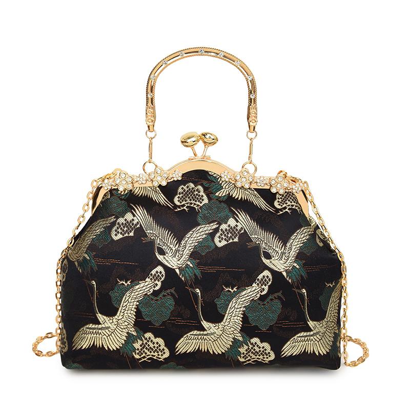 Borsa a Mano Ricamata di Lusso da Donna Borsa a Spalla con Bordi Metallici Vintage con Tracolla Regolabile Pochette da Sera Borsa Regalo