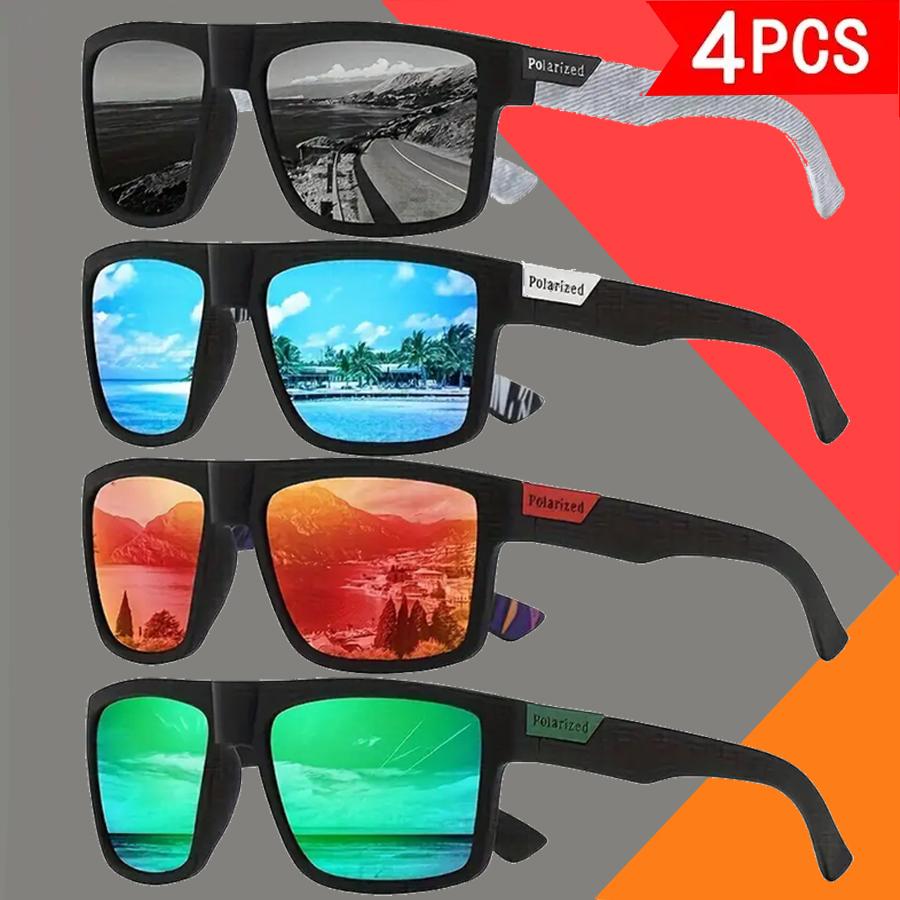 

4-Pack Fashion Square Frame Cycling Glasses Suitable for Outdoor Leisure Sports Driving Glasses for Men And Women Dreamy Lens різнокольоровий