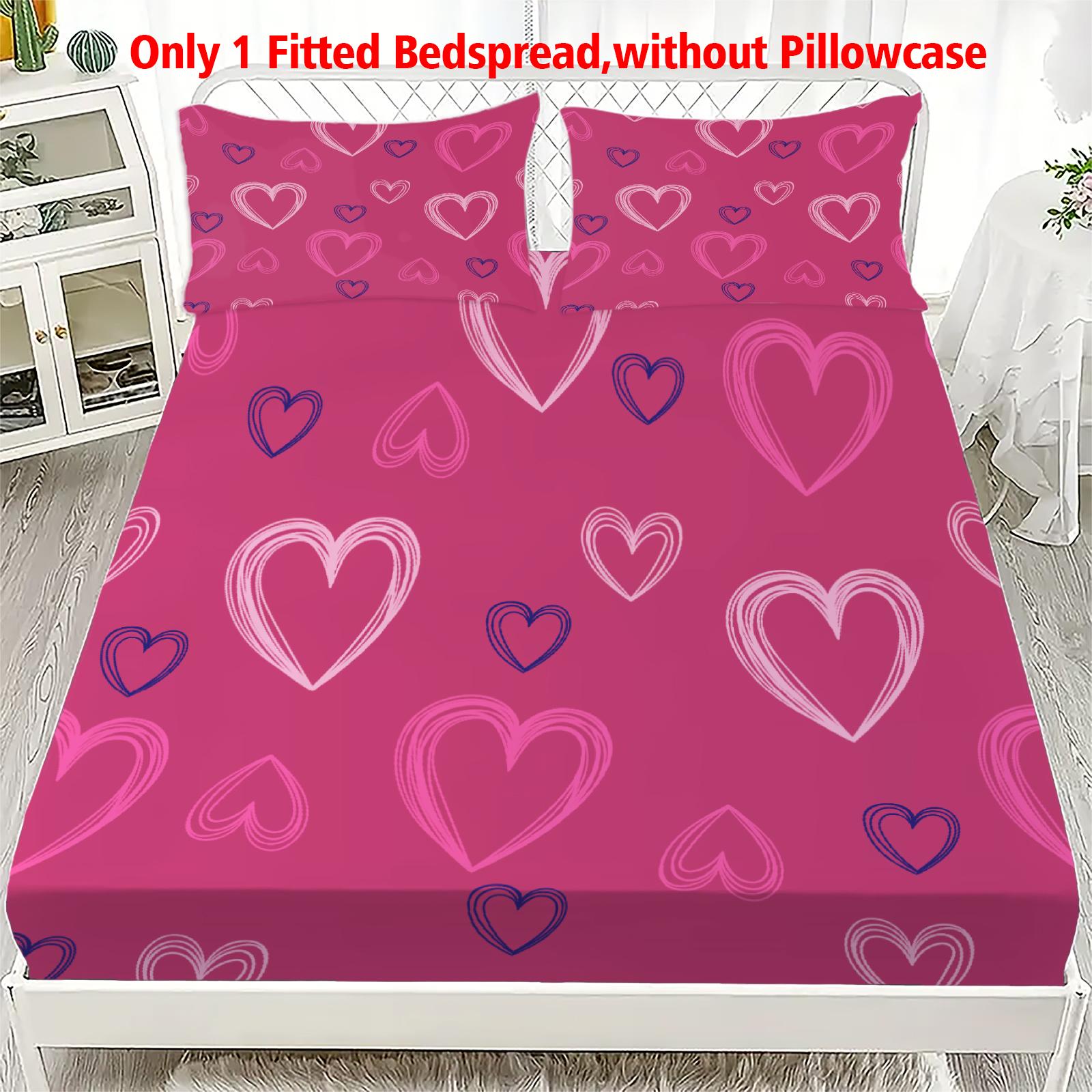 

1PC Princess Love Heart Bed Sheet Soft Fitted Sheet Without Pillowcase With Elastic Band Birthday Gift For Girls Bedroom Decor 1PC 99x190x25cm