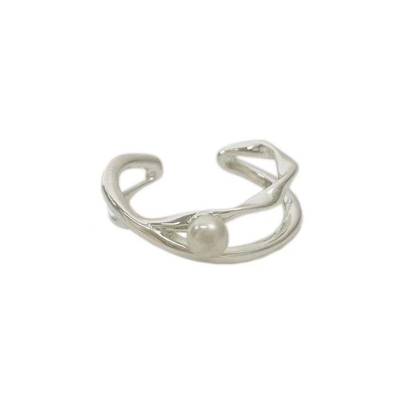 Elegant Moonstone Silver Ring – Versatile Cool Design with Hollowed Details