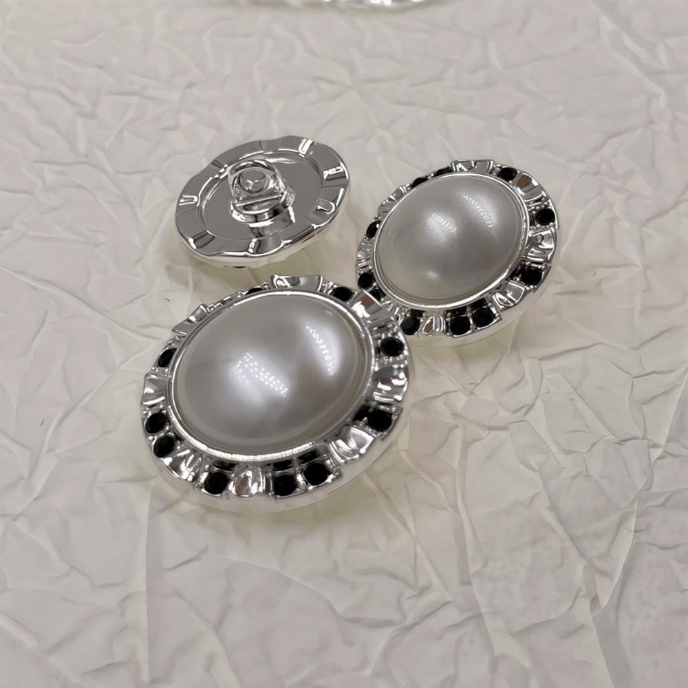 10pcs Elegant Pearl Round Metal Shank Buttons, 16/21mm Gold Silver Sewing Buttons for Blouse Dress Coat, Clothing Decor Buttons