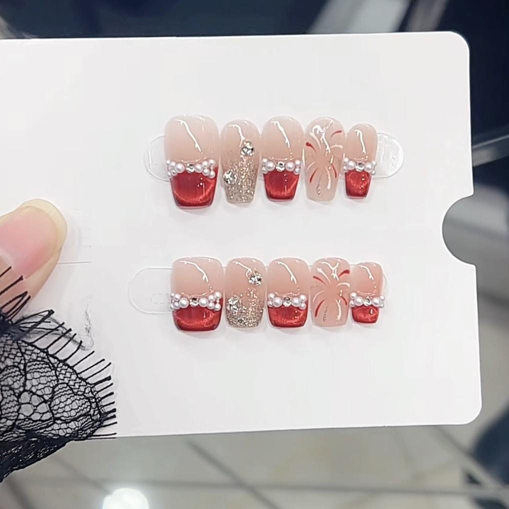 Pure Hand-made Phototherapy Wear Nail Tablets and Fireworks Dazzling Wear Nail Finished Product Reusable Nail Art