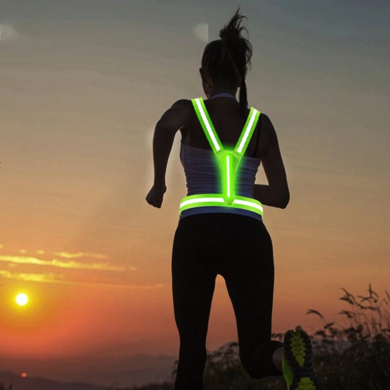 LED Reflective Vest Running Cycling Safety Vest for Outdoor Sports Activities