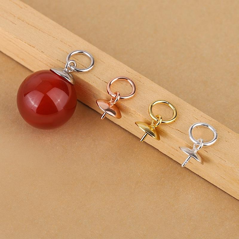 Silver Pearl Pendant Bead Holder - DIY Half-Hole Clasp Accessory Circle + Bead Holder 6MM (Price for One Piece) белого золота