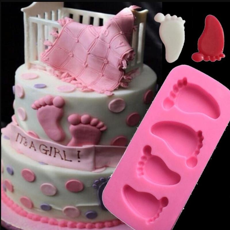 3D Baby Feet Silicone Mold Chocolate Fondant Cake Decorating Baking Paste Mold