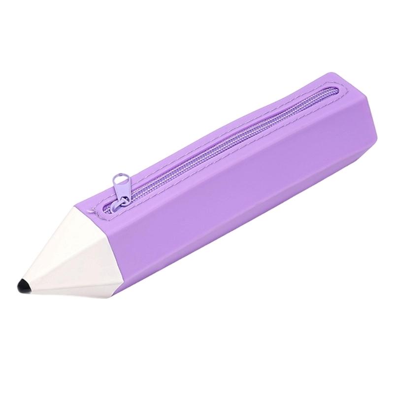 Silicone Pen Bag Soft Pencil Organizers Pencil Shape Pencil Case For Erasers Markers Scissors Storage