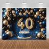 40th birthday party decorations, backdrop, black and gold theme, balloon banner, photo studio props4852