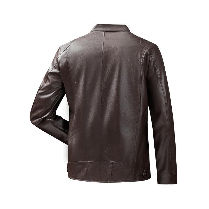 [Exclusive] American locomotive wind stand-up collar leather jacket for men's spring and autumn new large-size PU leather jacket for men