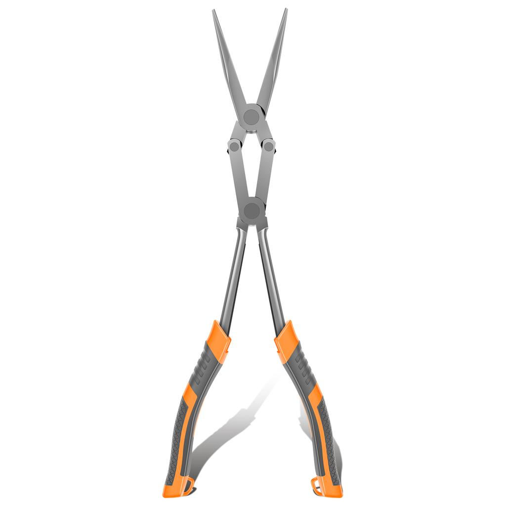 Long Reach Needle Nose Pliers 13 Inch Chrome Vanadium Steel Double Joint Long Nose Pliers with Ergonomic Handle for Tight Space