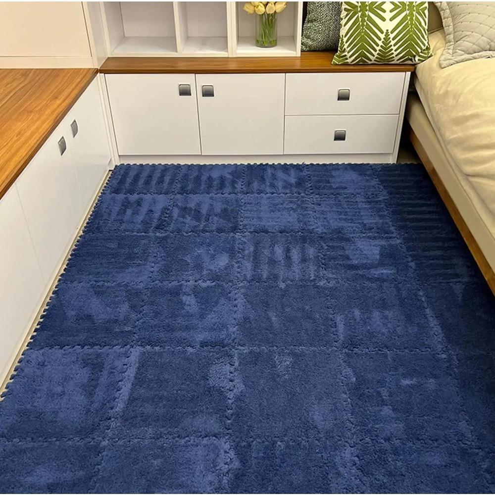 12Pcs Soft Plush Baby Play Mat Puzzle Carpet Interlocking Exercise Tiles Floor Rug for Kid Pad Baby Room Warm Game Mat 30*30*1CM