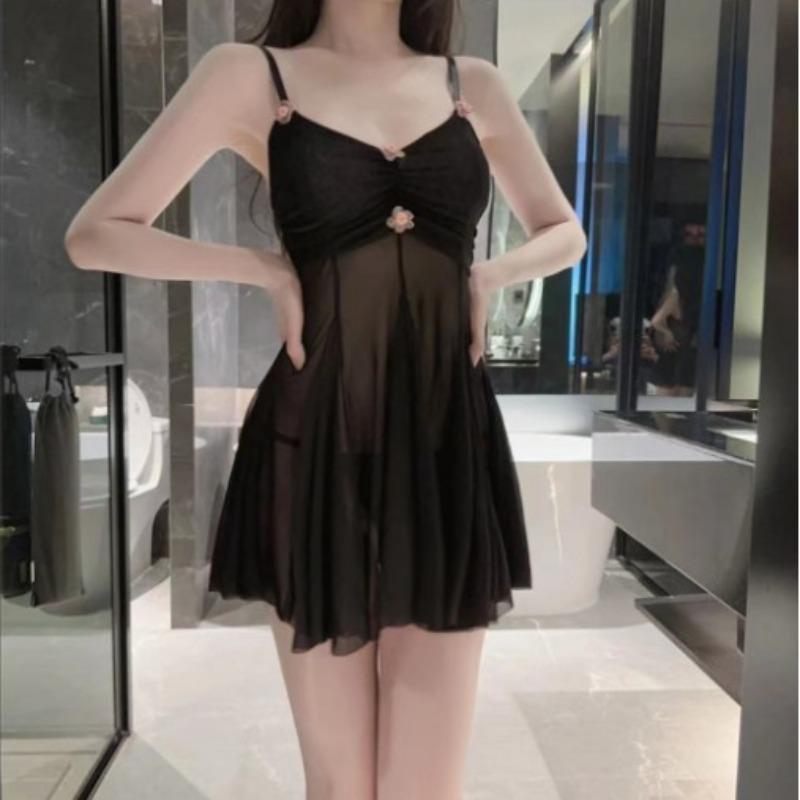 Bingliuguo's new sexy lingerie pure desire wind suspender skirt pleated small chest shows big home pajamas