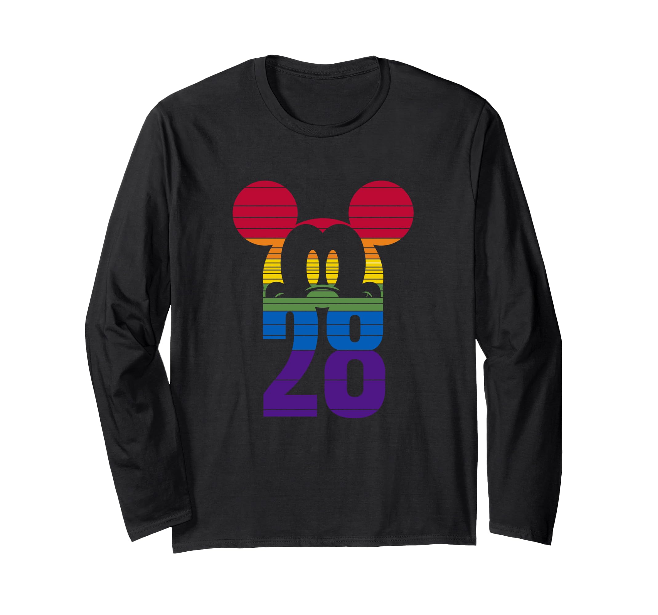 Disney Mickey And Friends 28 Mickey Face Rainbow Gradient Long-Sleeve T-Shirt