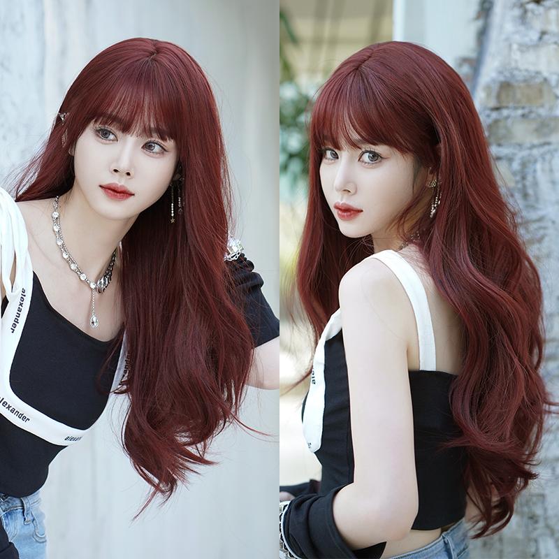 Professional  WIGS Long Body Wavy Sakura Pink Wig for Sweet Girl High Density Synthetic Loose Curly Hair Wig with Bangs Beginner Friendly