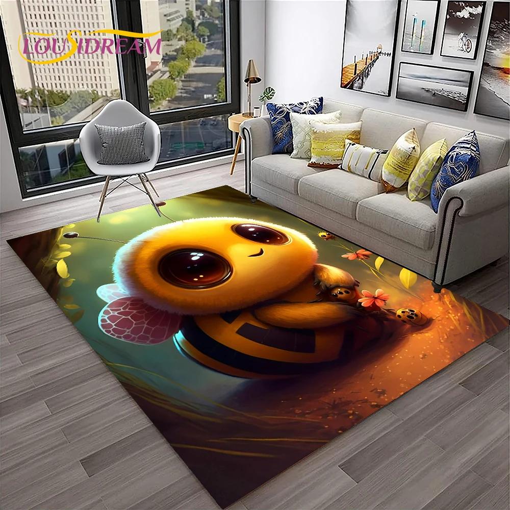 Insect 3D Cartoon Bee Cute HoneyBee Carpet Rug for Home Living Room Bedroom Sofa Doormat Decor,kids Area Rug Non-slip Floor Mat