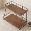 Two-Tier Desktop Storage Rack storageSaving Iron and Wood Shelf Organizer
