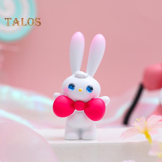 Sculpture de lapin en résine, ornement de scène d'animal Kawaii, Adorable lapin avec nœud sur la tête