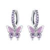 925 Sterling Silver Inlaid Zircon Butterfly Earrings Insect Element Original Design Women's Fashion Party Jewelry Gift Ear Loops