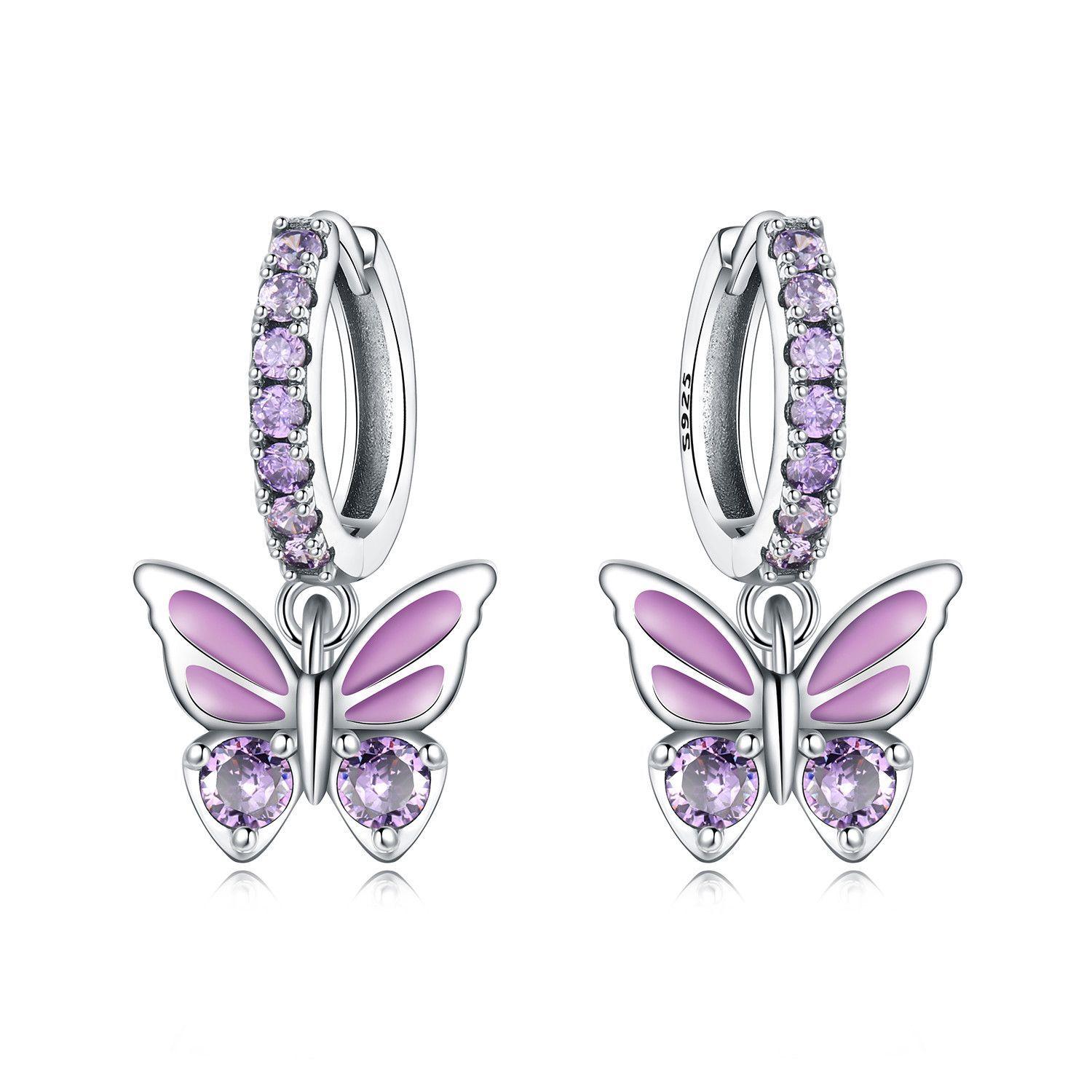

925 Sterling Silver Inlaid Zircon Butterfly Earrings Insect Element Original Design Women s Fashion Party Jewelry Gift Ear Loops