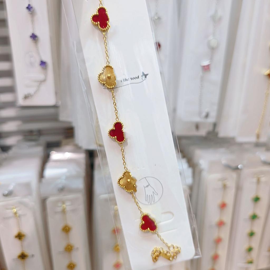 Double-sided Five-flower Four-leaf Clover Bracelet Titanium Steel Does Not Fade Light Luxury High-end Jewelry