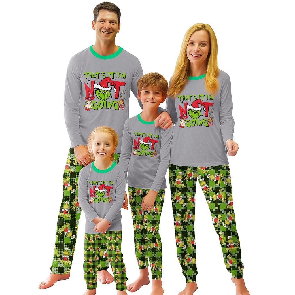 Cartoon Letters Print Family Matching Long Sleeved Parent-child Suit Home Clothes Suit Fall