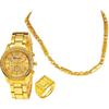 Unique Vietnam-Inspired Gold Necklace & Non-Fading Gold Watch Set for Men