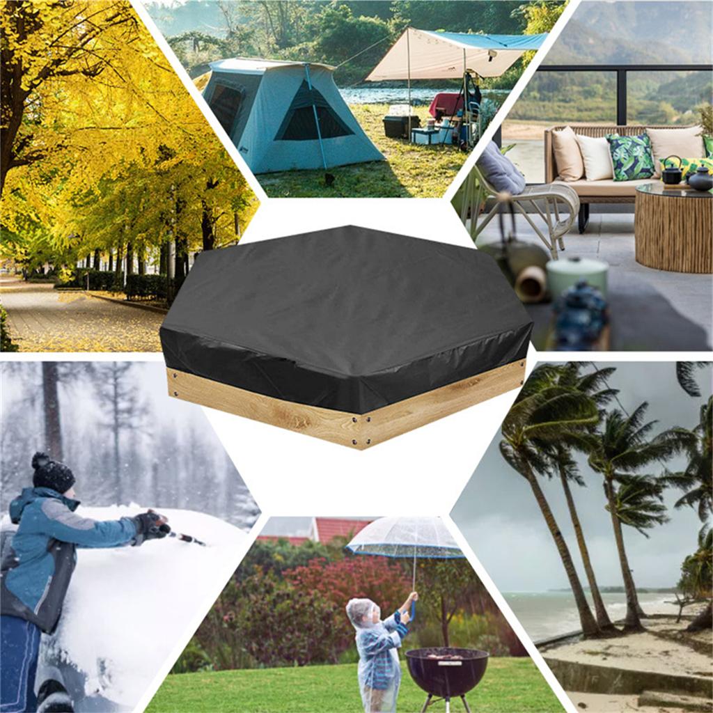 Hexagon Sandbox Cover Waterproof Anti-UV Dustproof 190T Polyester Taffeta Outdoor Sand Pit Covers Patio Furniture Protector
