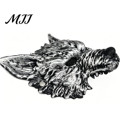 Comfortable Animal Costume Mask Halloween Wolf Mask, Embossed Werewolf Face for Cosplay Party, Lightweight Latex Adjustable Strap Adults, Trick