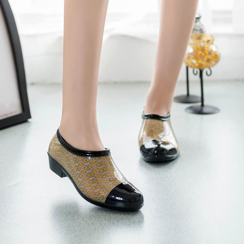 Women's LowCut Waterproof Rain Boots Short Shaft Non Slip Galoshes for Kitchen Work Shoes Fashionable Autumn Spring Footwear