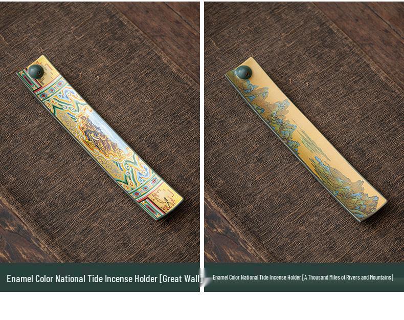 Guochao Antique-Style Ceramic Enamel Incense Holder Ornament for Home Cloisonné Sandalwood Incense Ceremony.